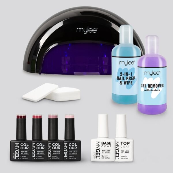 Mylee Black Convex Curing Lamp Kit w/ Gel Nail Polish Essentials