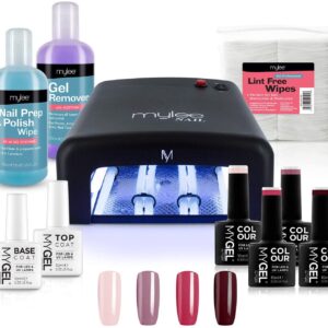 Mylee Black UV Lamp Kit w/ Gel Nail Polish Essentials - Long Lasting At Home Manicure/Pedicure