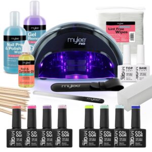 Mylee The Full Works Complete Gel Polish Kit (Black) - Spring/Summer (Worth £165) - Long Lasting At Home Manicure/Pedicure